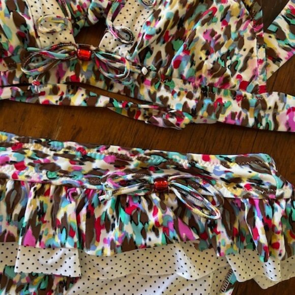 Vintage Betsey Johnson Skirted Bikini M - Picture 6 of 8